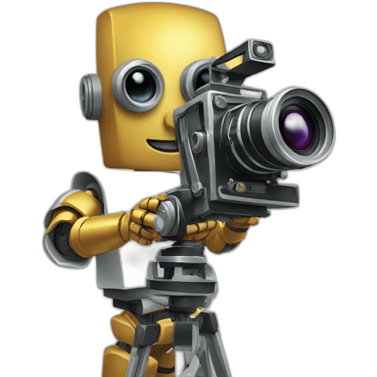 robot artist holding a film camera emoji