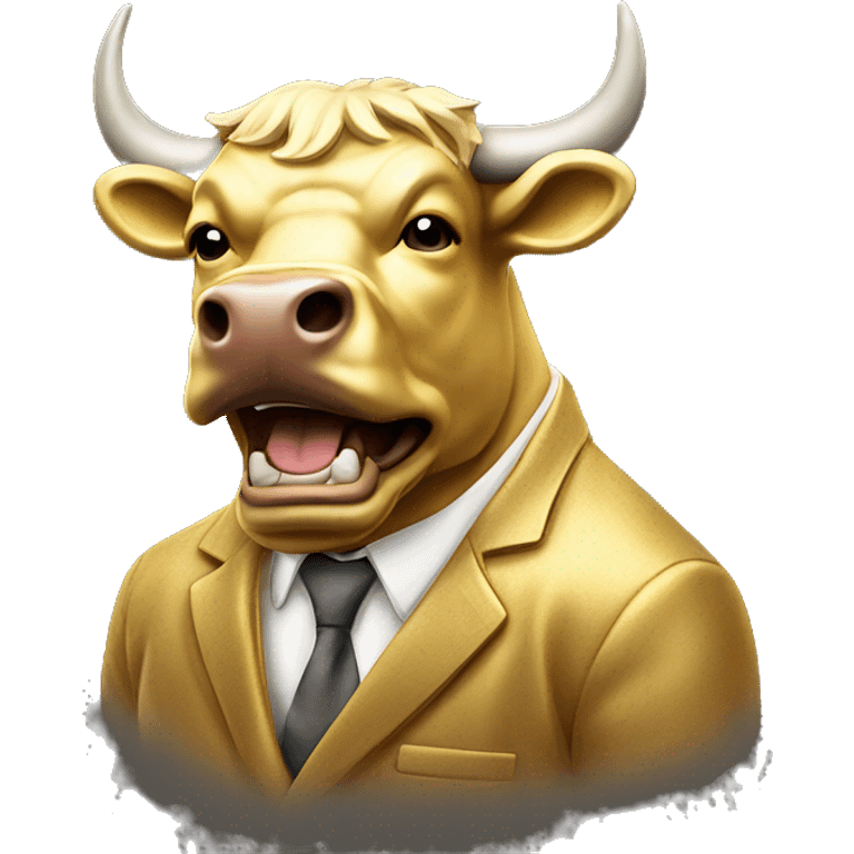 golden raging wall street bull portrait emoji