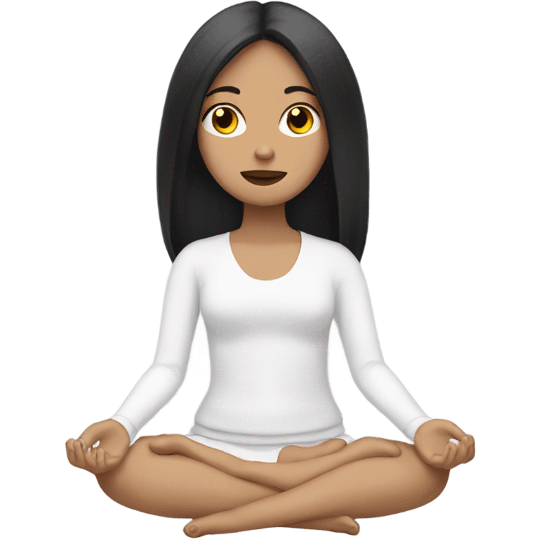 teen white girl with black hair meditating emoji