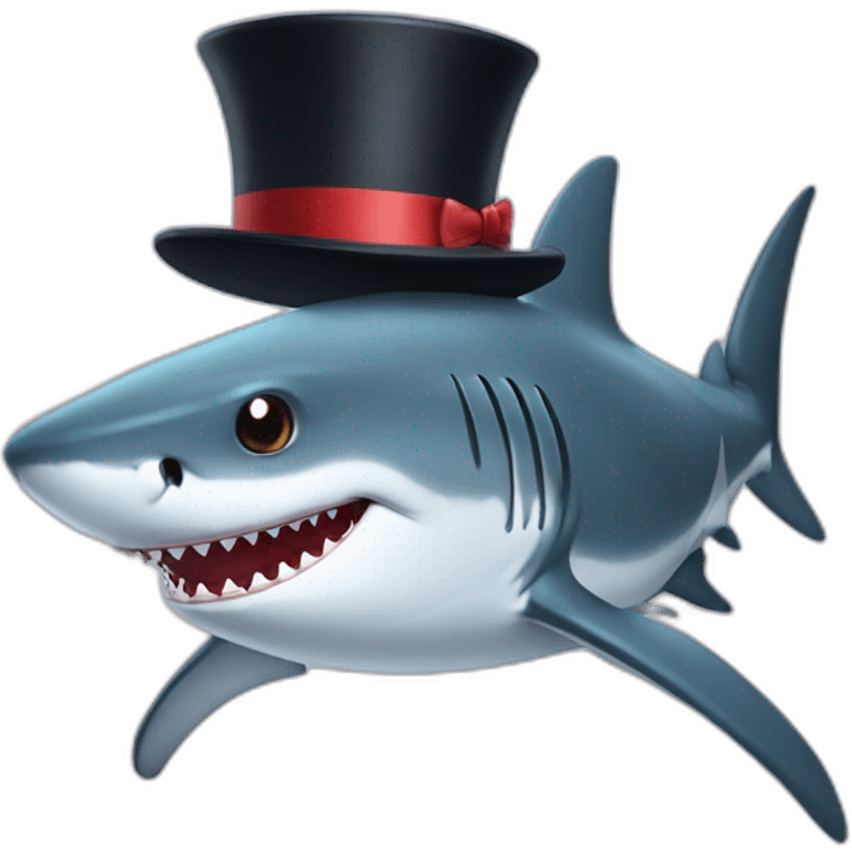 Shark with a top hat emoji