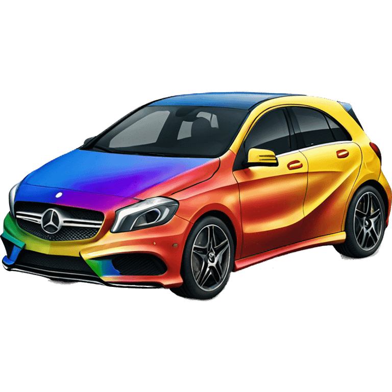 Please make the color of a Mercedes Benz a rainbow color emoji