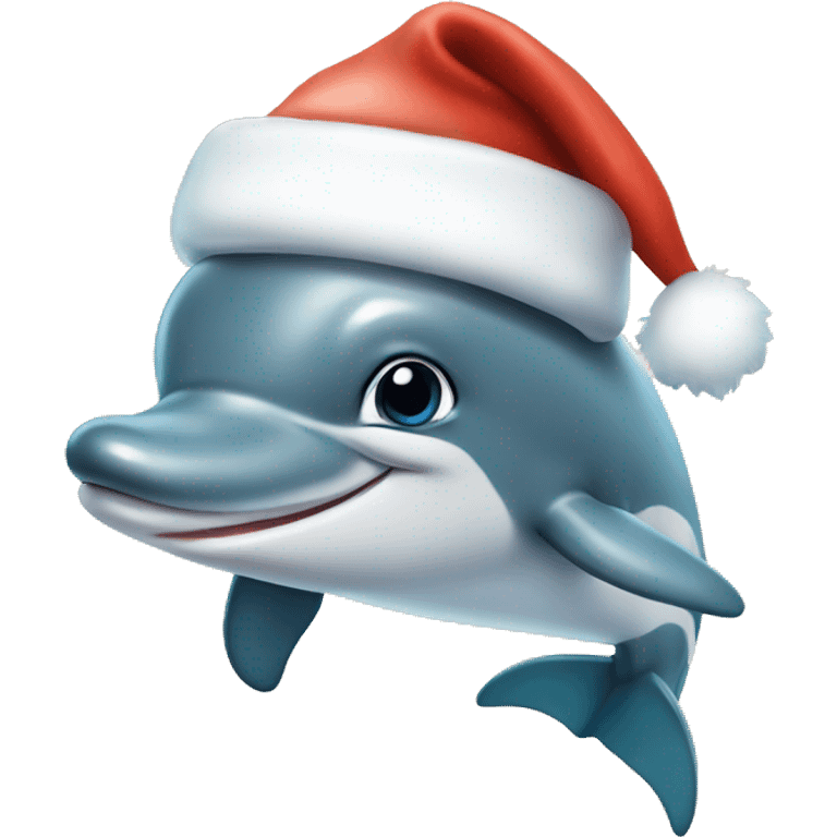 Dolphin with Santa hat emoji