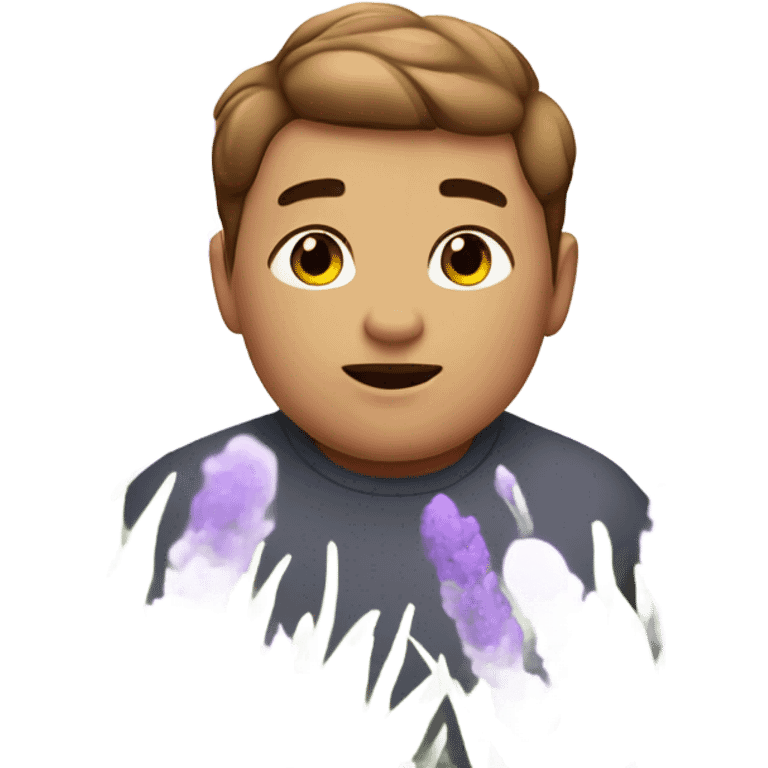 Chubby and cute boy in lavender farm  emoji