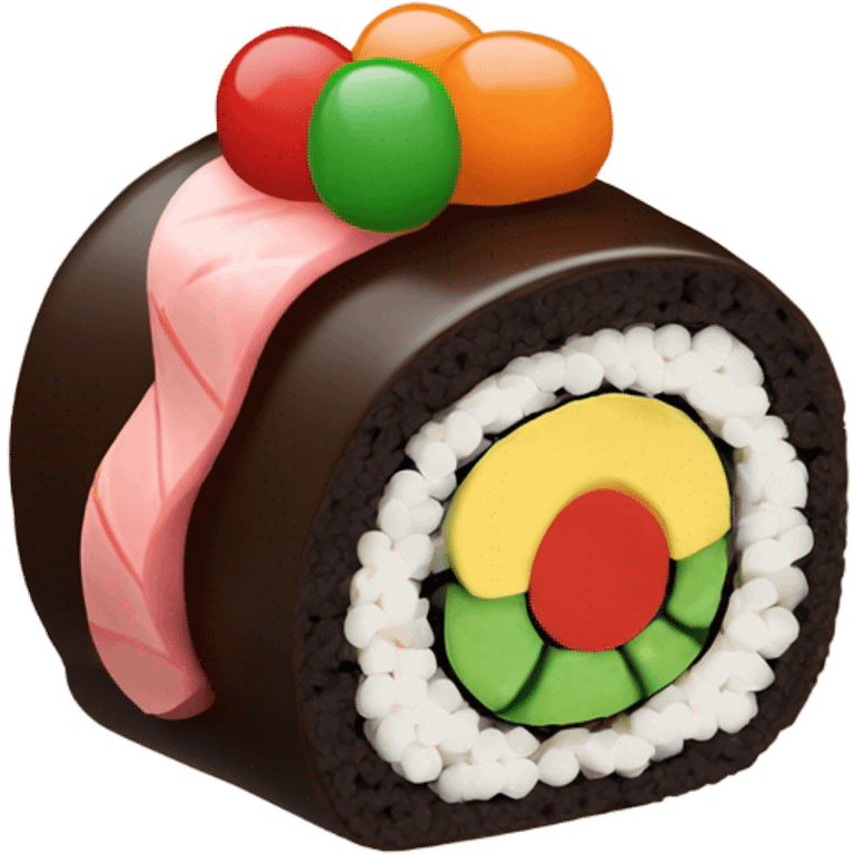 Sushi and chocolate cake emoji