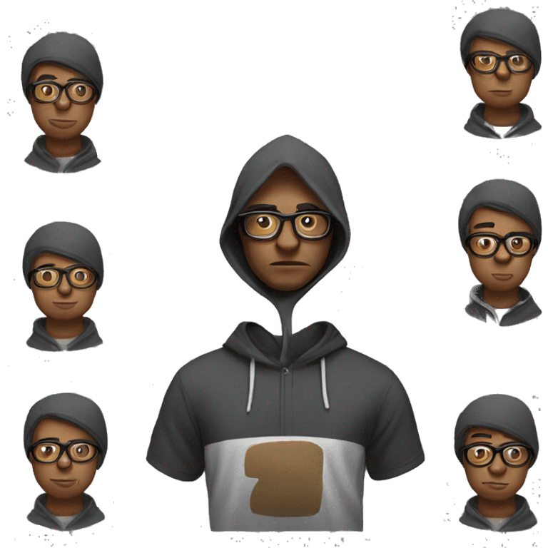 A moreno man with a hood on his head and glasses emoji