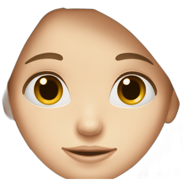 Girl head, brown long hair, pale skin emoji