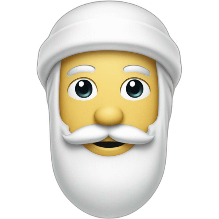 smiley face with white beard and moustache, wearing white muslim skullcap emoji