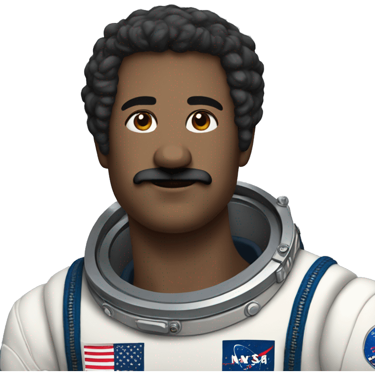 astronaut with black mustach, black hairs side parting emoji