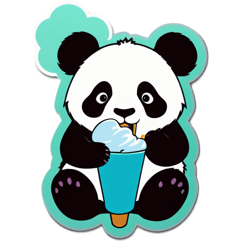 Panda eating ice cream emoji