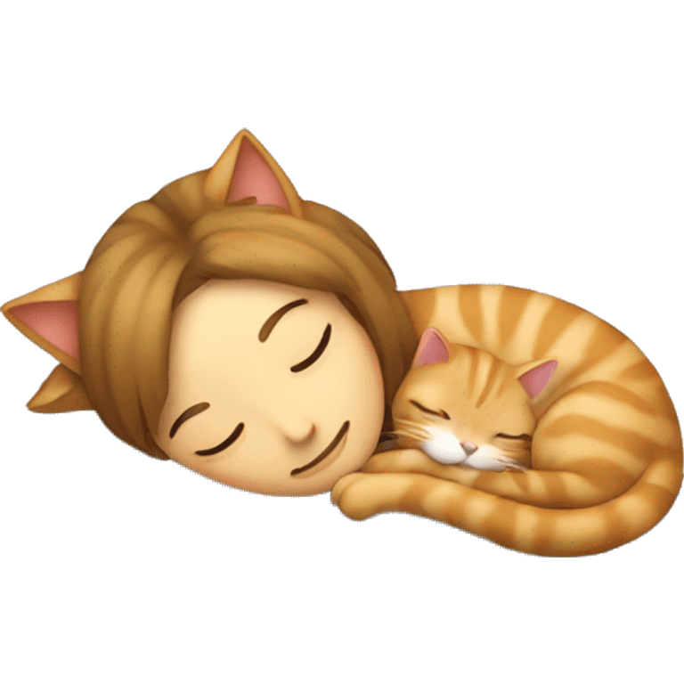 Cat sleeping on the neck of her favorite person emoji