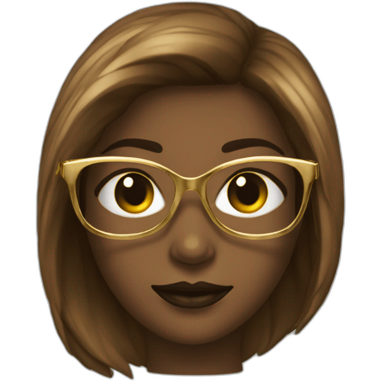 femme chatain foncé a lunettes en metal doré emoji