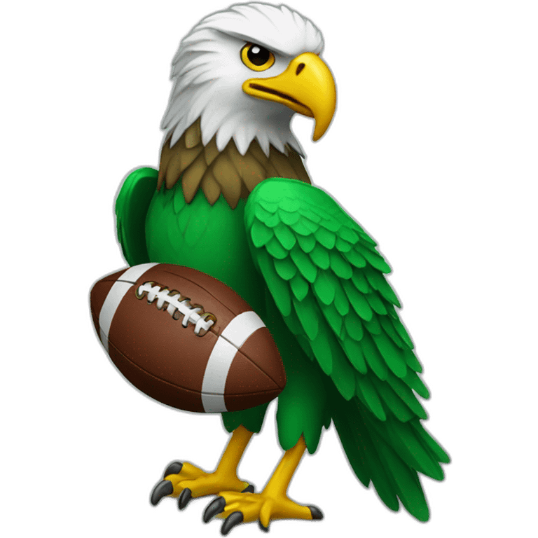 Green eagle holding football emoji