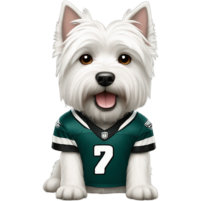 West highland dog wearing eagles jersey emoji