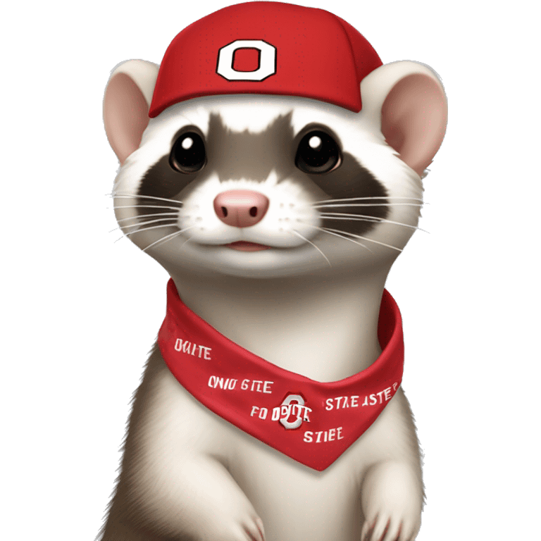 Ferret wearing an Ohio state bandana around its neck emoji