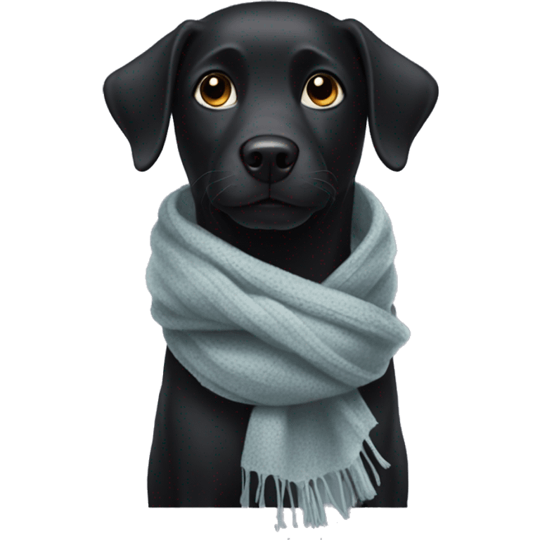 Black dog weareing scarf  emoji