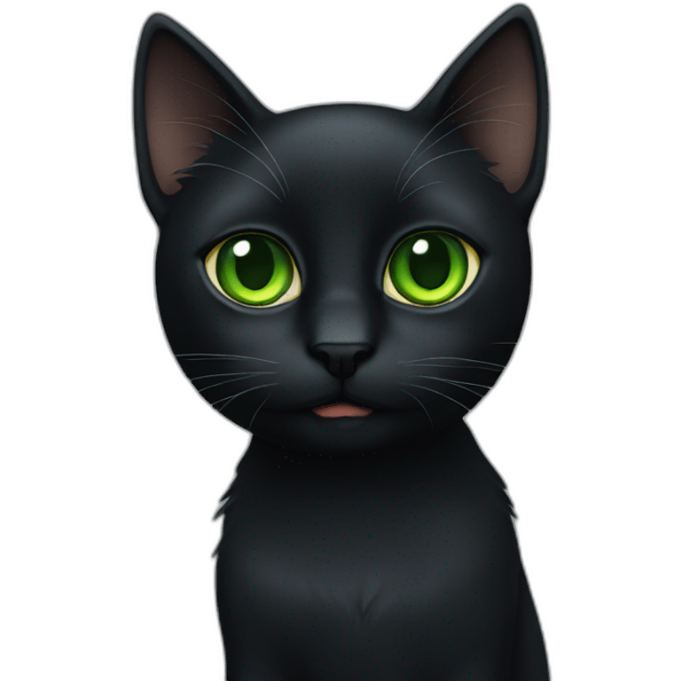 Black cat with green eyes, juvenile emoji