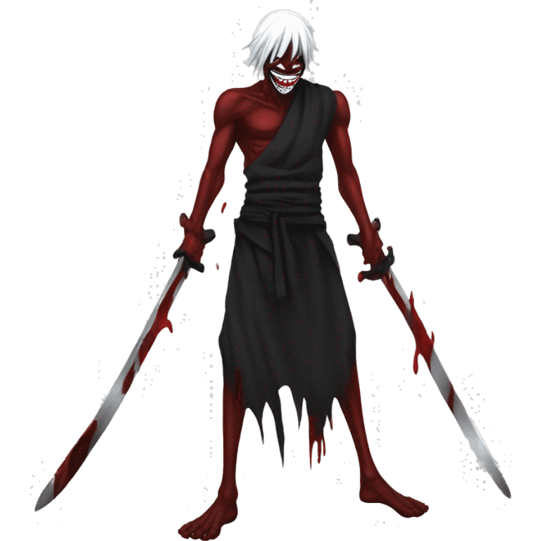 A blood bankai from bleach with vizard mask on emoji