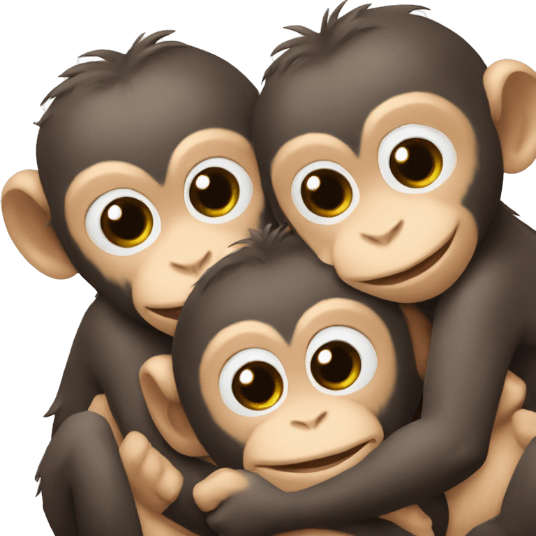 three baby monkeys hugging  emoji