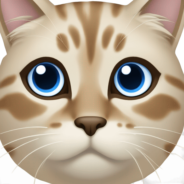 Beige birma cat Blue eyes full face and neck, darkbrown deatails emoji