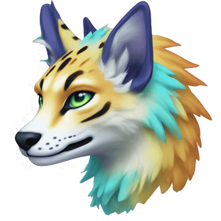 Epic Edgy Colorful ethereal eldritch Sergal-Serval-Fionbri emoji