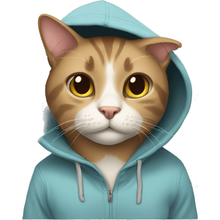 Cat wearing a hoodie emoji