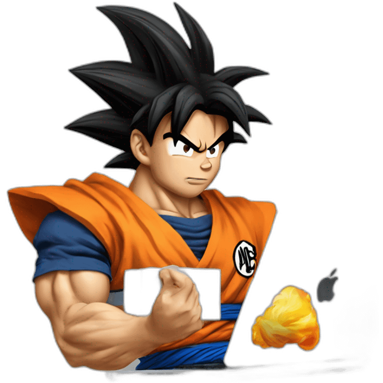 Goku super saiyan with a mac book  emoji