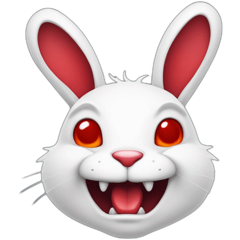 evil white rabbit with sharp fangs with red around mouth emoji