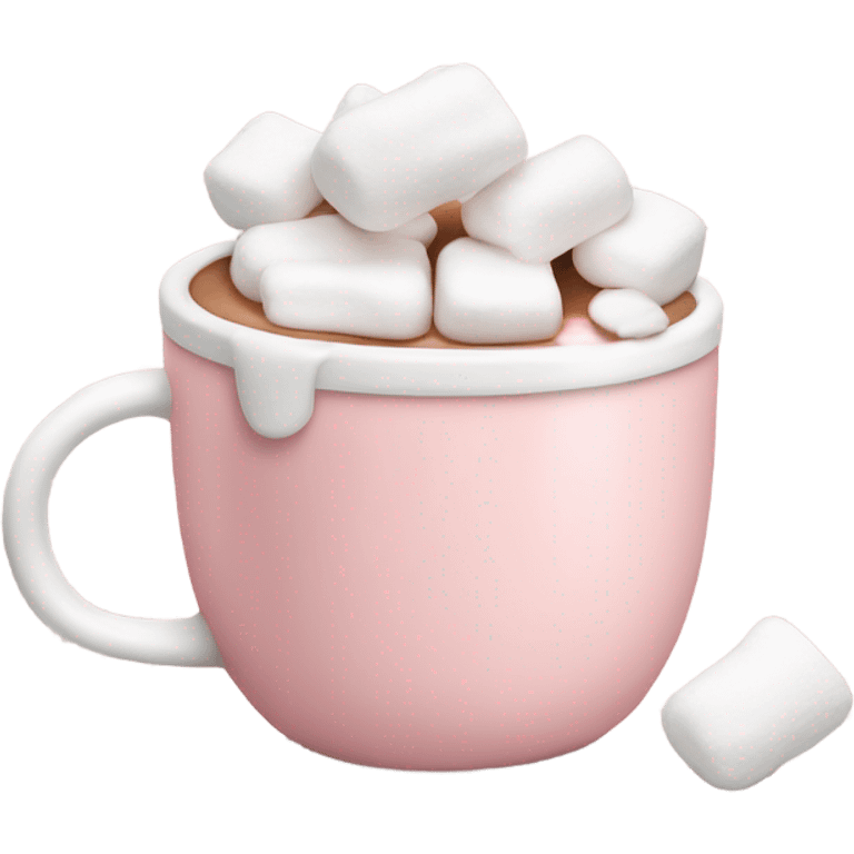 Light Pink mug of hot chocolate with marshmallows  emoji