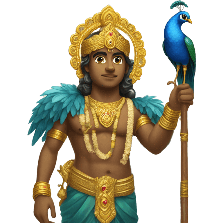 Lord murugan with blupeacock and vel staff  emoji