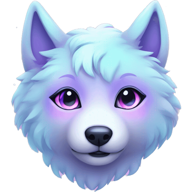 kawaii shiny pastel nebula wolf emoji