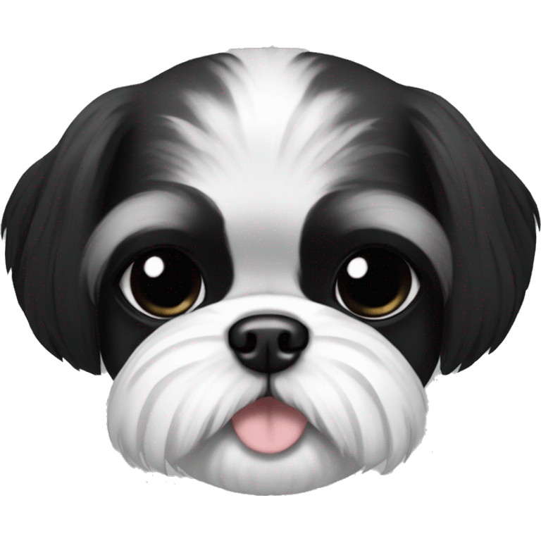 Shihtzu black and white with black face emoji