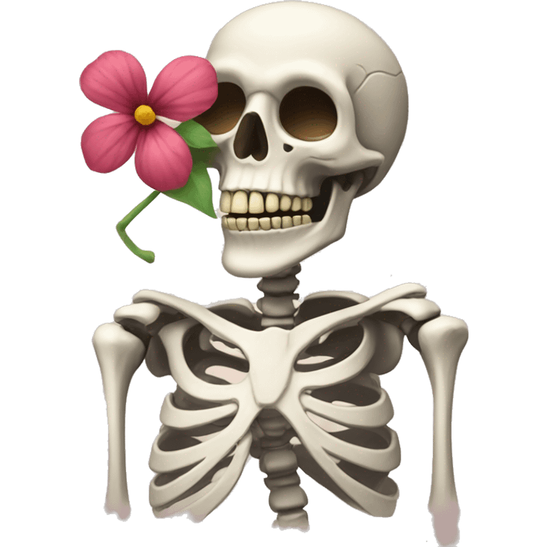 skeleton with flower emoji