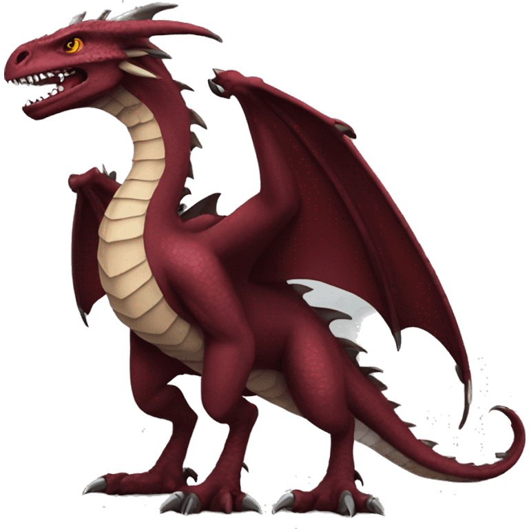 Cool edgy badass Maroon dragon-raptor with darker mane emoji