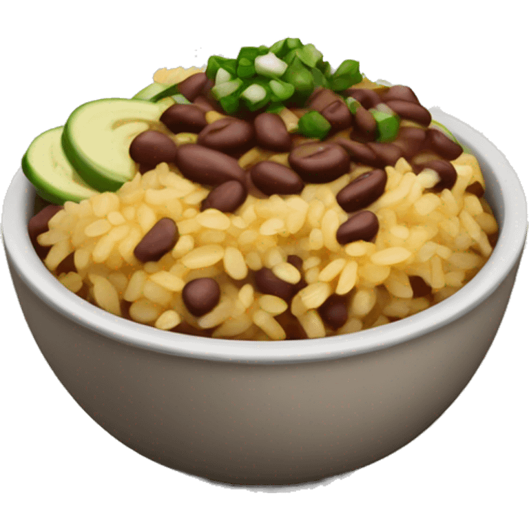 Chipotle bowl with rice steak cheese and beans emoji