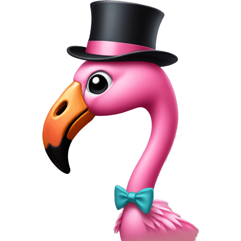 Flamingo with a top hat emoji