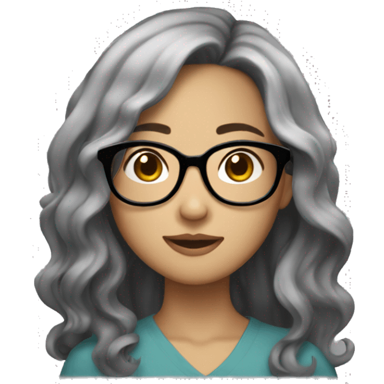 an asian girl with long black wavy hair with slightly tan skin and glasses emoji