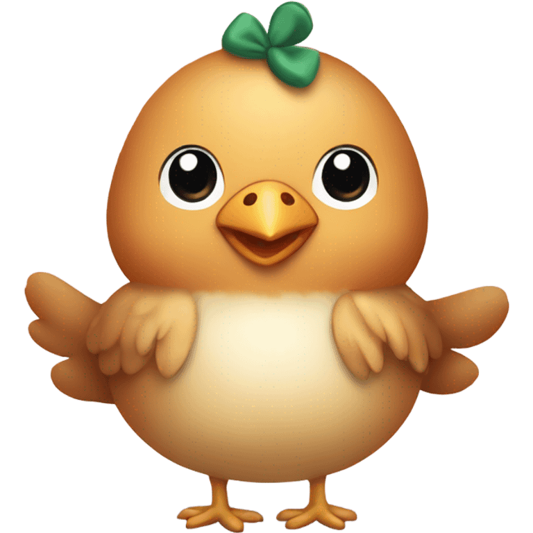 Cute girl chicken with bow and cute feet  emoji