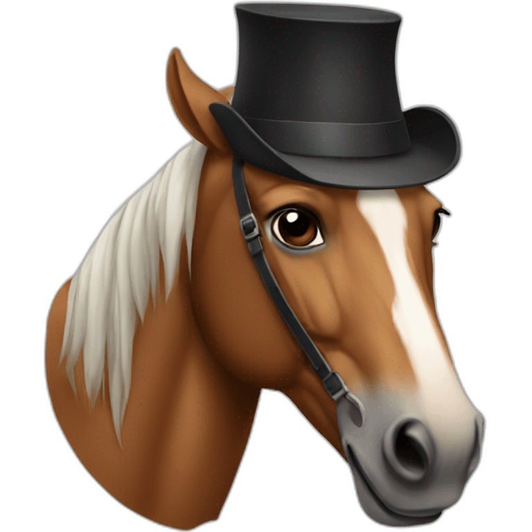 A horse with a hat emoji