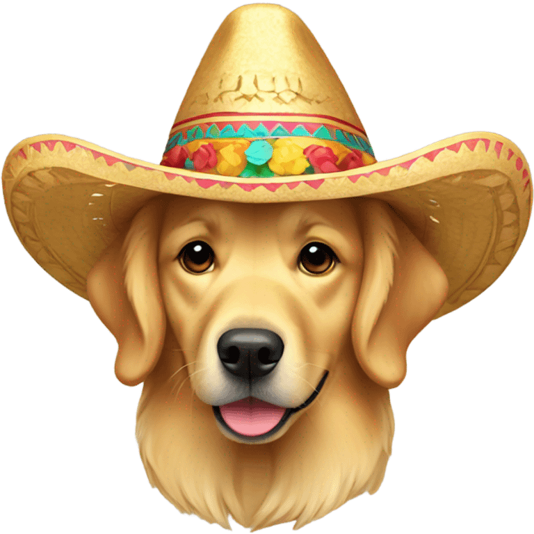 Golden retriever wearing a sombrero  emoji