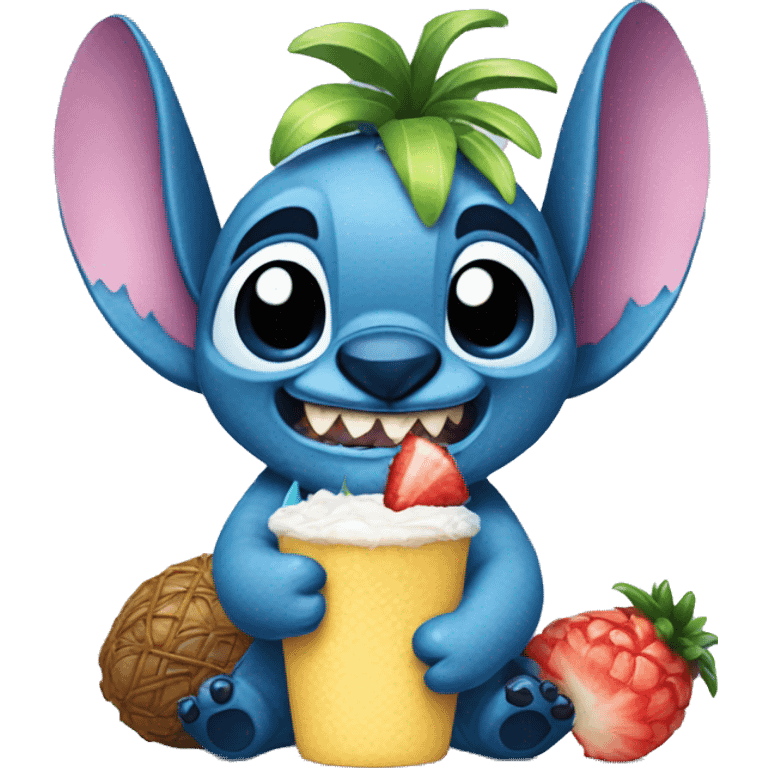 Stitch with pinocolada emoji