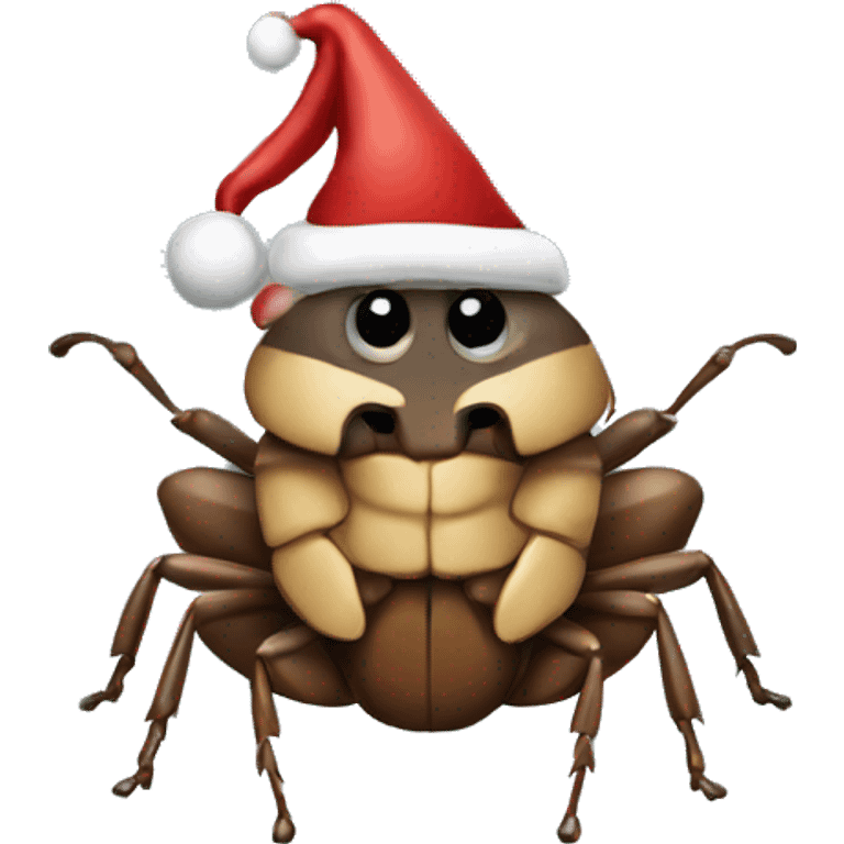 A bug wearing a Santa hat  emoji