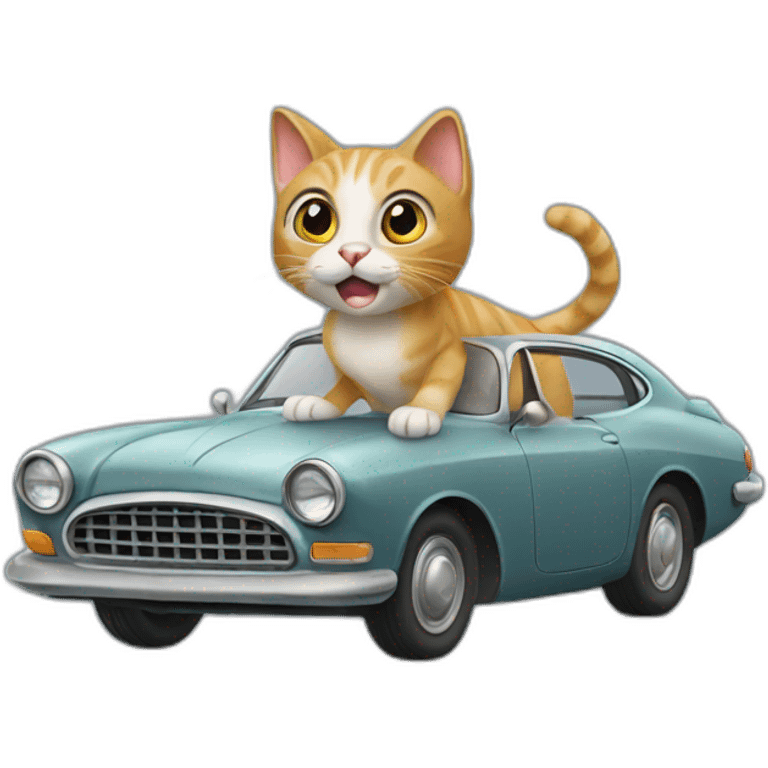 cat running behind car emoji