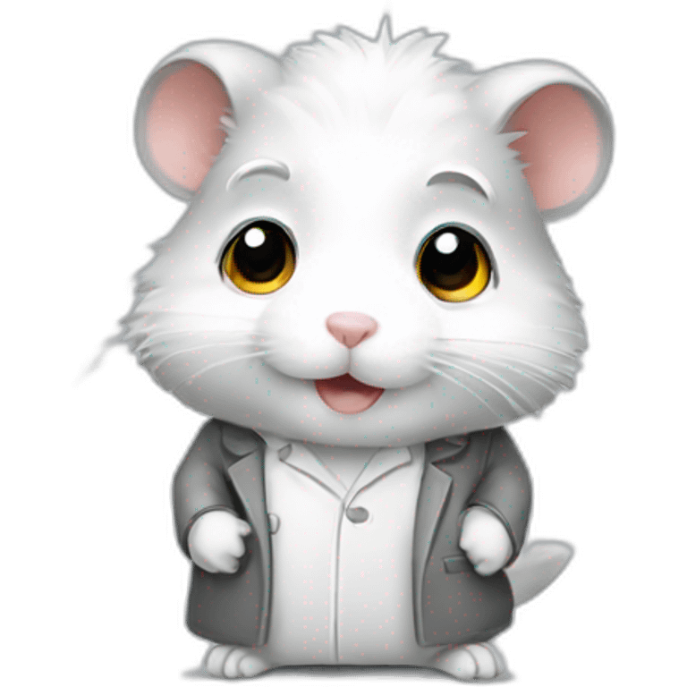 White and grey Hamster scientist emoji