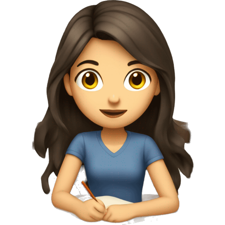 Brunette girl studying  emoji