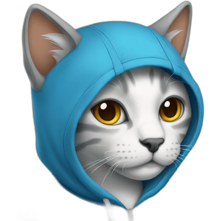 Cat with blue hoodie emoji