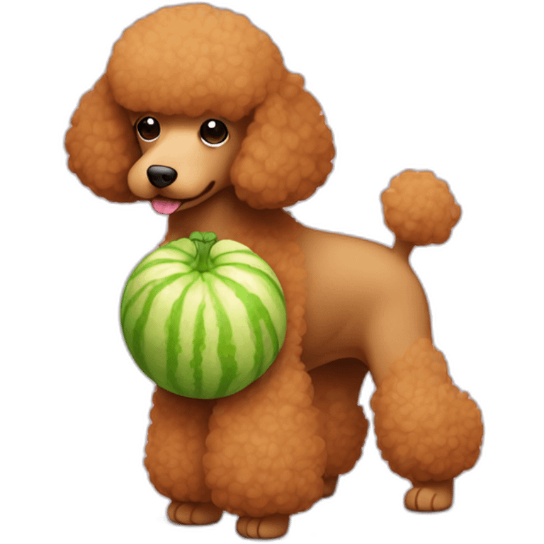 Light brown poodle with a piece of melon emoji