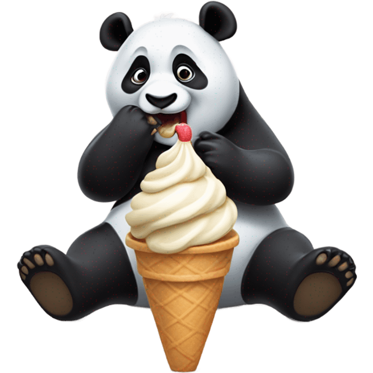 Panda eating ice cream emoji