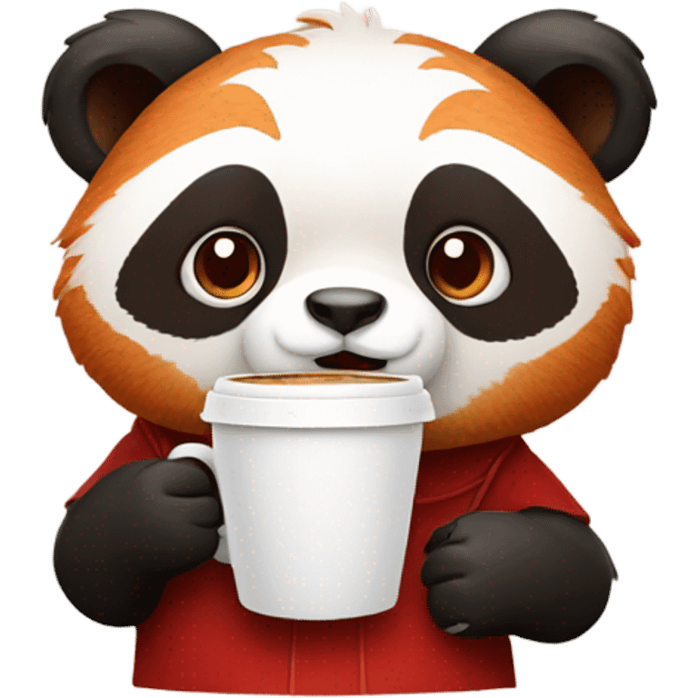 red chinese panda with coffee in hand emoji