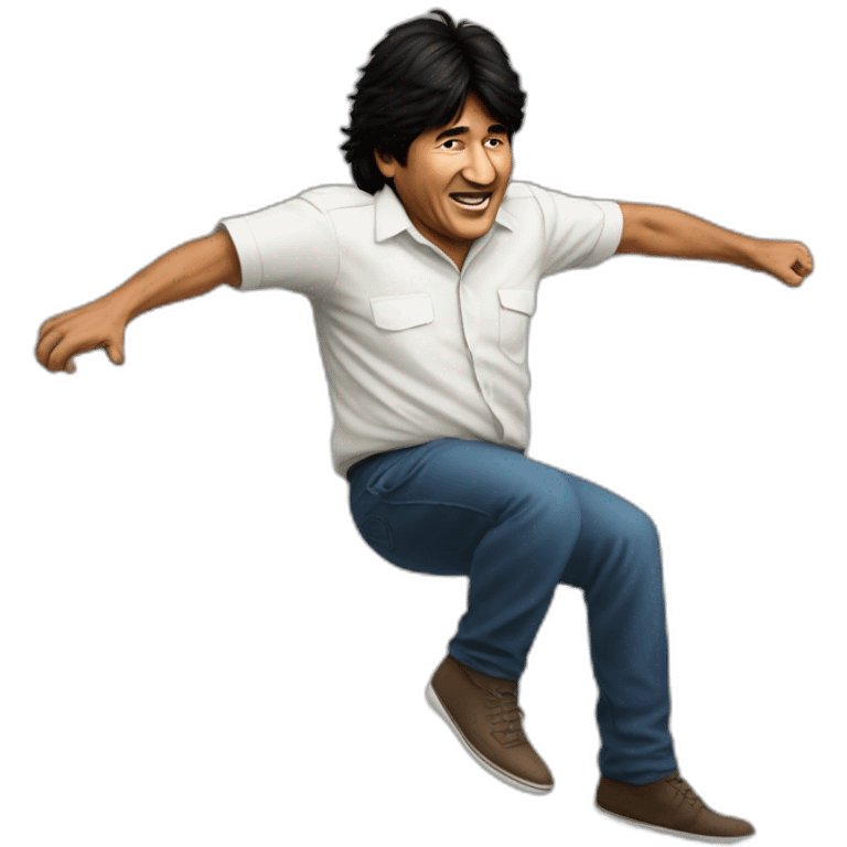 Evo Morales jumping realistic emoji