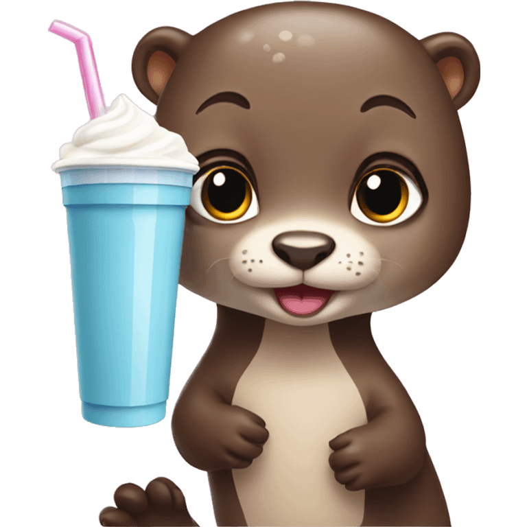 Girl otter with milk shake  emoji